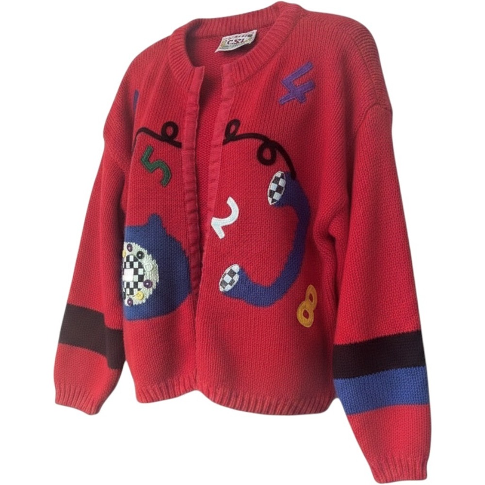Women Large Rotary Phone Cardigan "Cherry Stix Ltd" Novelty Numbers Frizzle